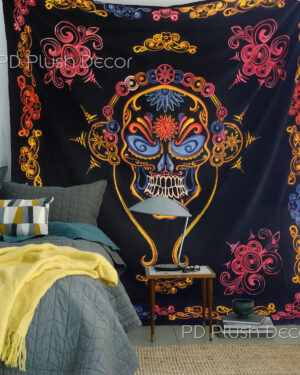 Multi-Tie-Dye-Skull-Queen Bedspread Vasangini Tapestry