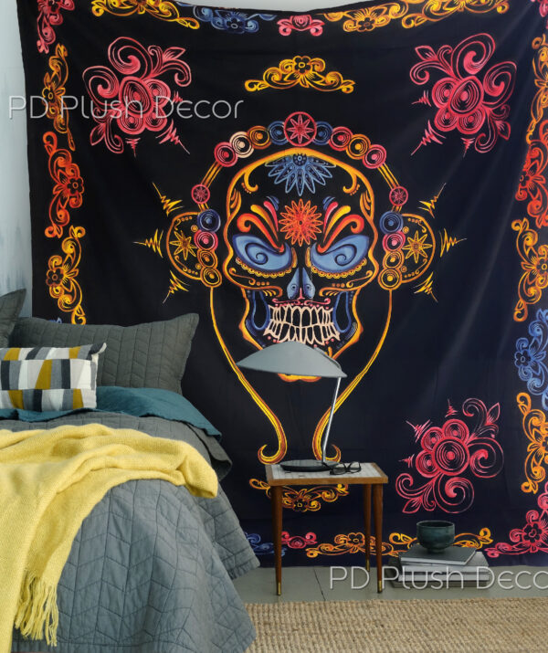 Multi-Tie-Dye-Skull-Queen Bedspread Vasangini Tapestry