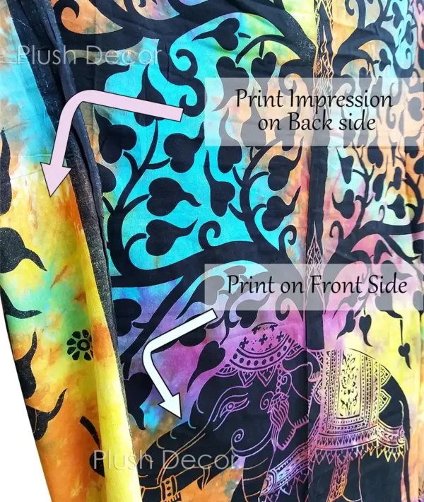 Multi Vasangini Tie Dye Tapestry Elephant Tapestries Bohemian Twin Bedspread details