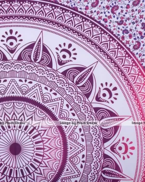 Pink-mandala-tapestry Bohemian-Queen-Wall hanging closeup2 Vasangini Tapestry
