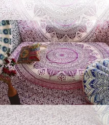 Pink-mandala-tapestry-Queen-bedspread Vasangini Tapestries