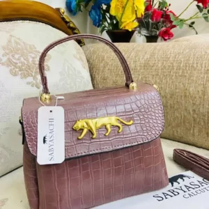 SabyaSachi-flapbag-croco-women's handbag-Silver Pink by Vasangini