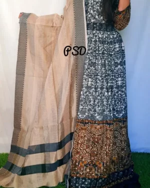 Kalamkari-Printed-Silk-Padded-Frilled-Wedding-Gown-PSD- Vasangini