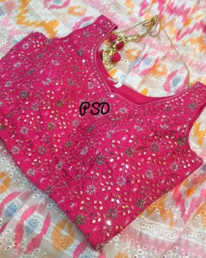 Mystic Pink Georgette Lehenga Chiken Skirt Dupatta Set Crop skirt Vasangini