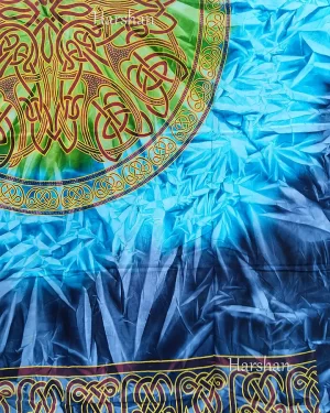 Celtic tapestry Bohemian Tie Dye Bedspread front closeup Vas
