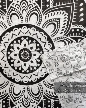 Grey-Vasangini black white Tapestry Ombre mandala Tapestries Twin Bedspread closeup