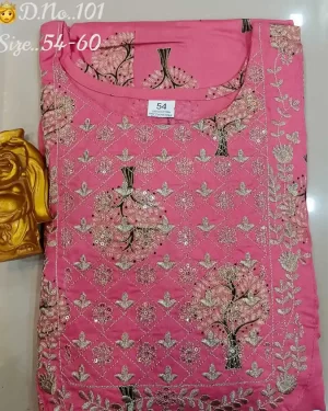 Premium Long Gown Oak Tree Pattern Kurti Pink 2