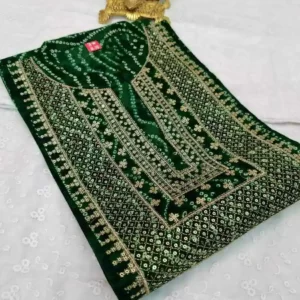 Green Plus size Bandhani kurti Women's Bandhej Kurtis sequins-work