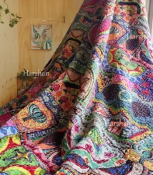 Multi kantha quilt twin bedspread Main