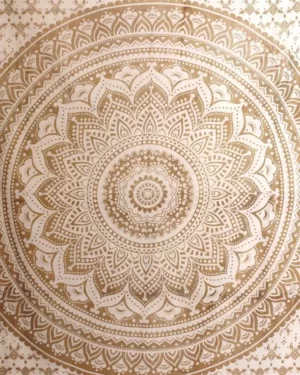 Golden Ombre Tapestry Indian Mandala Tapestry Twin Vasangini