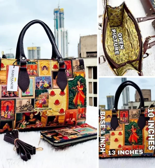 Sabyasachi bag Womens Handbag with Wallet dimensions