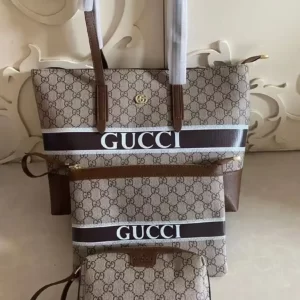 Gucci Ophidia Tote Bag Leather Women's Shoulder HandBag 3Pc set