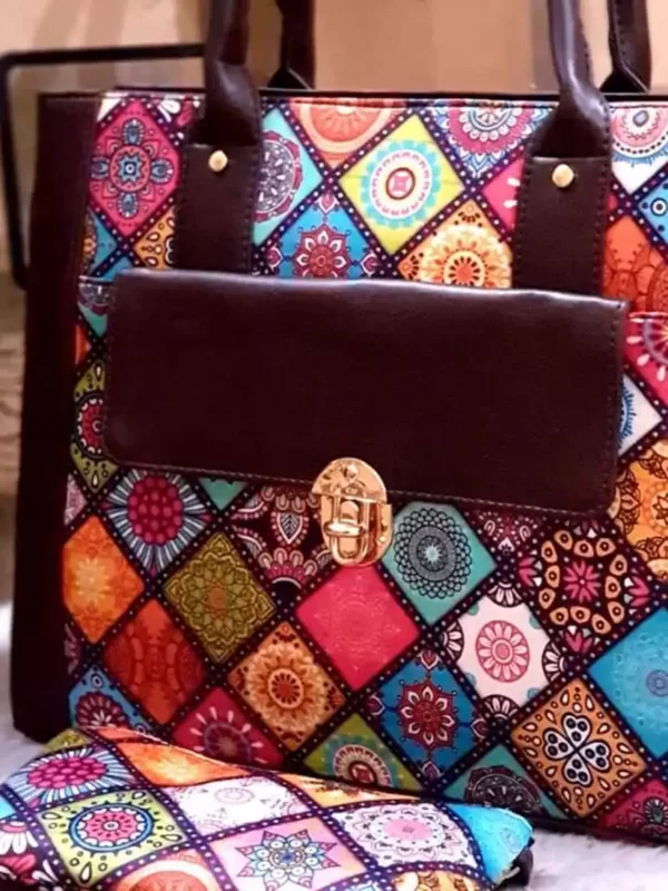 Premium Tote bag Mandala Women's Handbag Multi 2pc set closeup