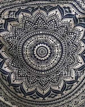 Golden Mandala Tapestry Hippie Queen Bedspread closeup