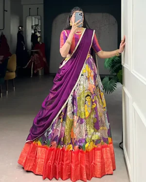 Graceful Kalamkari Chaniya Choli Lehenga Set for Women – Perfect Garba & Festive Wear