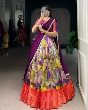 Kalamkari Chaniya Choli Set for Women – Graceful Navratri & Garba Lehenga Outfit