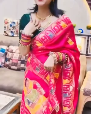 Karwa Chauth Saree Russian Zari Weaving Sari Wedding Special - Lady Portrait by Vasangini