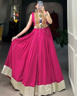 Designer Rayon Navratri Chaniya Choli - Pink