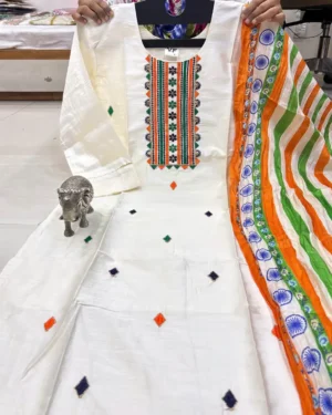 Independence Day Kurti Dupatta Set for Girls and Women - Geometric