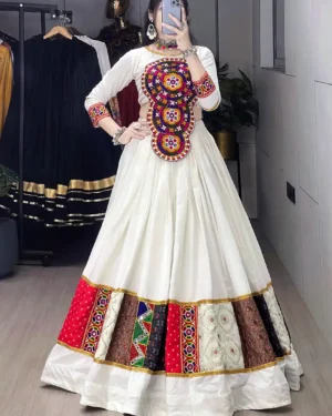 Multi Kutchi Work Navratri Lehenga Choli for Girls & Women Gamthi Embroidered Chaniya Choli