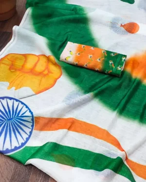 Tiranga Elegance Saree – Republic Day Outfit for Girls & Women Tiranga Chakra