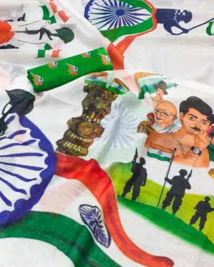 Vande Mataram Saree – Tricolor Festive Sari for Women Patriot Chakra