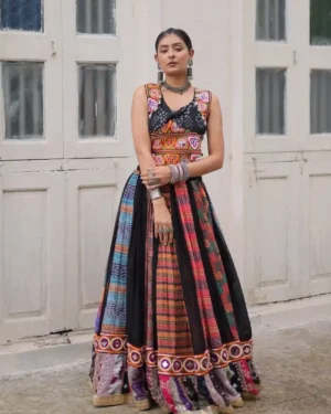 Multi Chaniya Choli colorful Kali Kutchi Gamthi Work blouse - Festive Special
