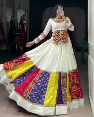 Rayon Panel Lehenga Choli Set with Gamthi Embroidery - Festive & Garba Outfit