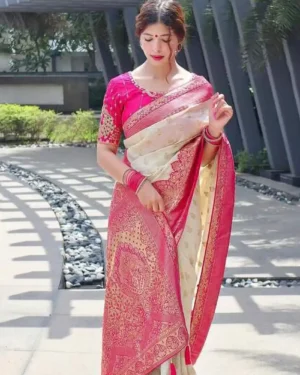 Karwa Chauth Special Saree Elegant Silk Sari Heavy Zari for Women - Festive & Wedding Special