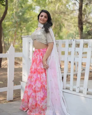 Pink Georgette Lehenga Choli with Intricate Sequins Work – Wedding Wear for Women