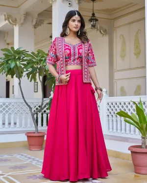 Embroidered Koti Lehenga Choli Set for Girls & Women – Festive & Garba Outfit