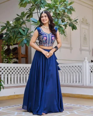 Vichitra-Lehenga-Choli-With-Thread-Work-Koti-Festive-Wedding-Outfit