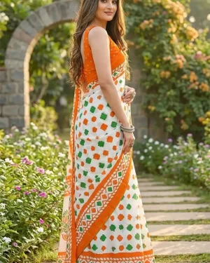 Cotton Republic Day Saree – Tricolor Elegance Women’s Sari