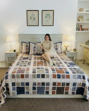 Premium Extra Large Cotton Bed Linen 110 x110 Ethnic Geometric Print Bedspread Set