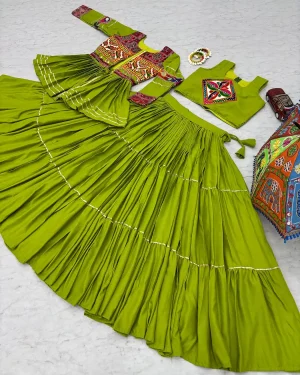 Ethnic Navratri Lehenga for Girls Flared Choli Set with Stylish Shrug Jacket