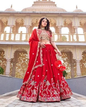 Royal Wedding Vichitra Lehenga Choli Set Heavy Embroidery & Designer Dupatta