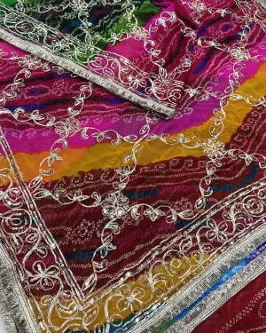 Women’s Navranga Chunari Saree Sequins Gota Patti Full Jaal Work Festive wear