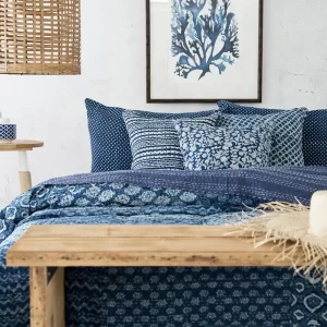 Indigo Kantha Quilt Vintage Patchwork Twin Quilts Bedspread Sofa Throw Table Cover