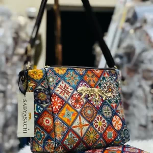 Sabyasachi Handbag Floral Geometric Women's Sling Bag with Wallet - Multi